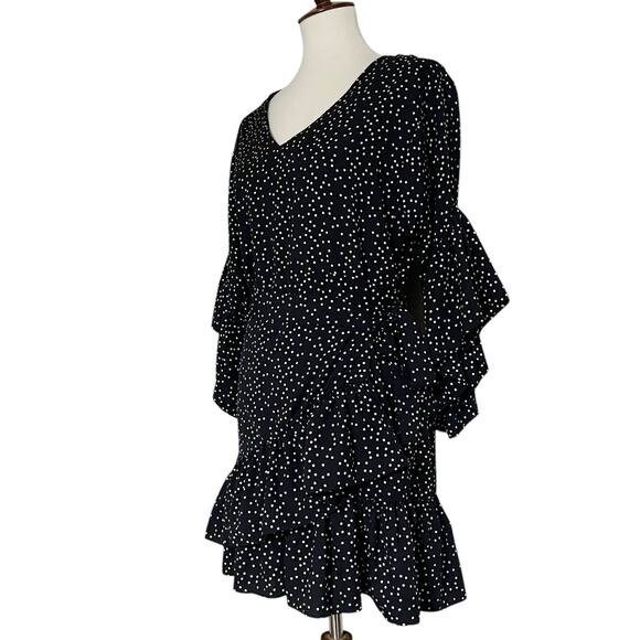 Dress‎ Forum Women's Navy Ruffle Sleeves Polka Dot Dress Size Medium - Picture 4 of 7